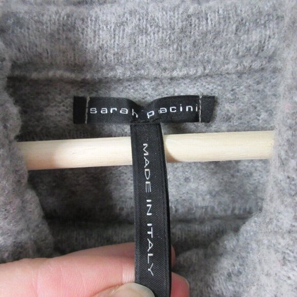 Sarah Pacini Women Gray Knit Turtle Neck Sweater Zipper Accent Wool Blend OS 350 - Picture 4 of 15
